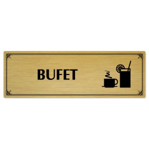 Bufet, 200x66mm, zlatá popiska s okrasným rámečkem  