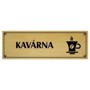 Kavárna, 240x79mm, zlatá popiska s okrasným rámečkem  