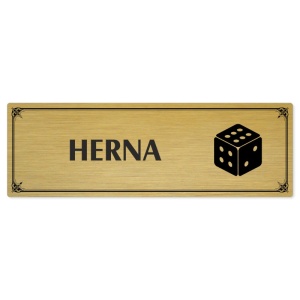 Herna, 200x66mm, zlatá popiska s okrasným rámečkem  