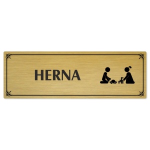 Herna, 200x66mm, zlatá popiska s okrasným rámečkem  