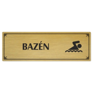 Bazén, 200x66mm, zlatá popiska s okrasným rámečkem  