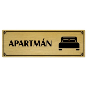 Apartmán, 200x66mm, zlatá popiska s okrasným rámečkem  