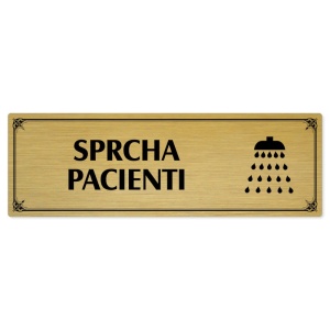 Sprcha pacienti, 240x79mm, zlatá popiska s okrasným rámečkem