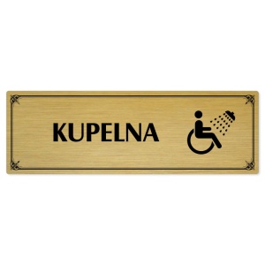 Koupelna, 200x66mm, zlatá popiska s okrasným rámečkem  