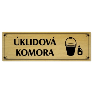Úklidová komora, 200x66mm, zlatá popiska s okrasným rámečkem  