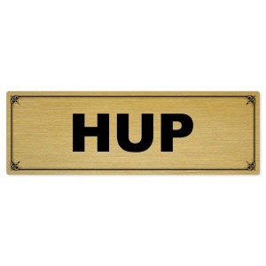 Hup, 200x66mm, zlatá popiska s okrasným rámečkem  
