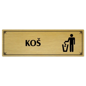 Koš, 200x66mm, zlatá popiska s okrasným rámečkem  