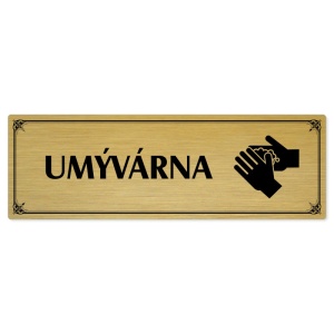 Umývárna, 240x79mm, zlatá popiska s okrasným rámečkem  