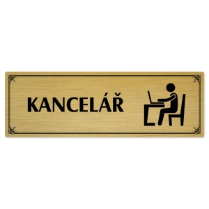 Kancelář, 200x66mm, zlatá popiska s okrasným rámečkem  