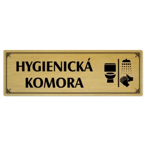 Hygienická komora, 200x66mm, zlatá popiska s okrasným rámečkem  