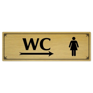WC ženy vpravo, 200x66mm, zlatá popiska s okrasným rámečkem