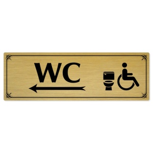 WC invalida vlevo, 240x79mm, zlatá popiska s okrasným rámečkem  