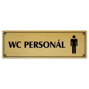WC personál muži, 240x79mm, zlatá popiska s okrasným rámečkem  