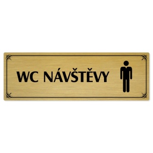 WC návštěvy muži, 200x66mm, zlatá popiska s okrasným rámečkem  