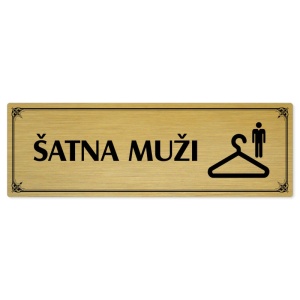 Šatna muži, 200x66mm, zlatá popiska s okrasným rámečkem  