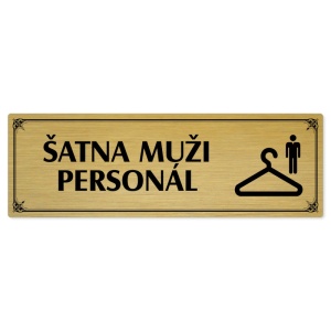 Šatna muži personál, 200x66mm, zlatá popiska s okrasným rámečkem  