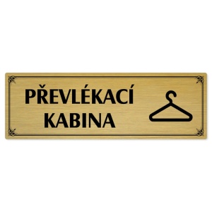 Převlékací kabina, 200x66mm, zlatá popiska s okrasným rámečkem  