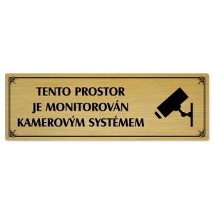Kamera, 200x66mm, zlatá popiska s okrasným rámečkem  