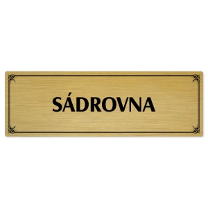 Sádrovna, 200x66mm, zlatá popiska s okrasným rámečkem  