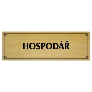Hospodář, 240x79mm, zlatá popiska s okrasným rámečkem  