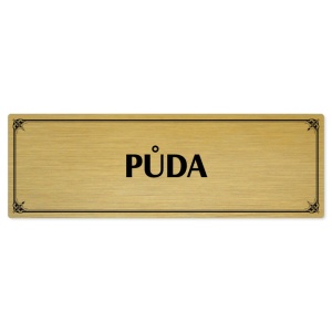 Půda, 200x66mm, zlatá popiska s okrasným rámečkem  