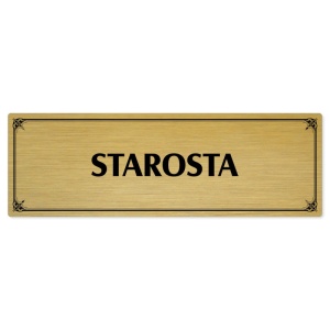 Starosta, 200x66mm, zlatá popiska s okrasným rámečkem  
