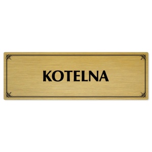 Kotelna, 200x66mm, zlatá popiska s okrasným rámečkem  