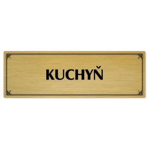 Kuchyň, 240x79mm, zlatá popiska s okrasným rámečkem  