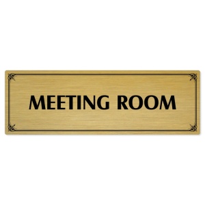 Meeting room, 200x66mm, zlatá popiska s okrasným rámečkem  