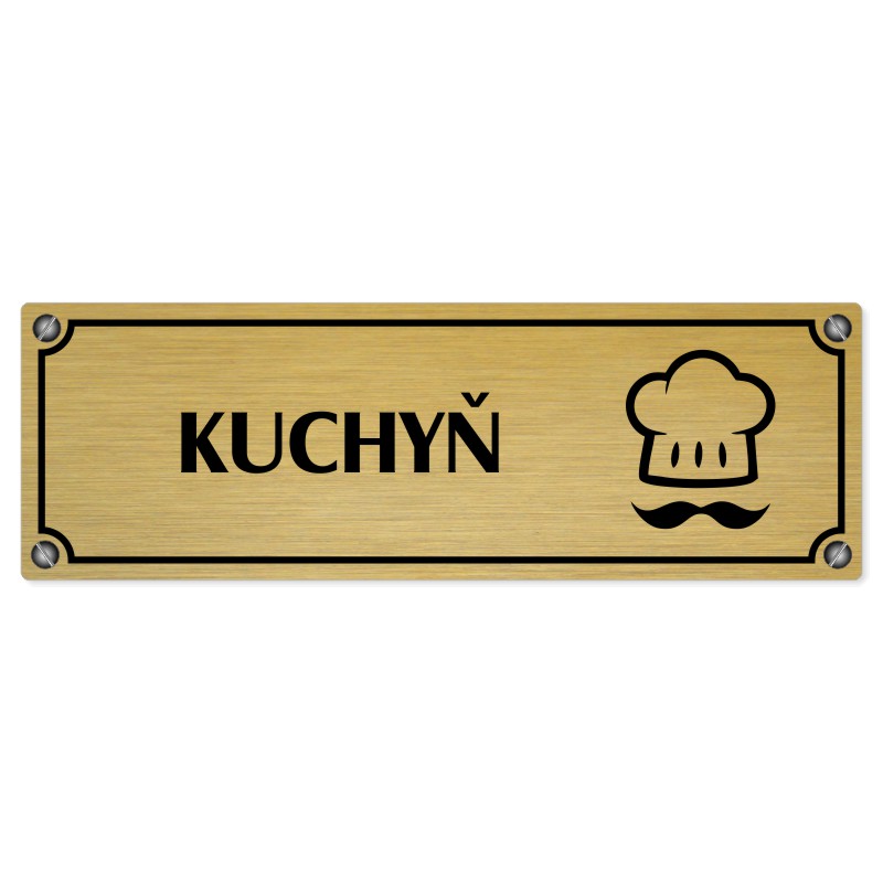 Kuchyň, 200x66mm, zlatá popiska s imitacemi šroubků