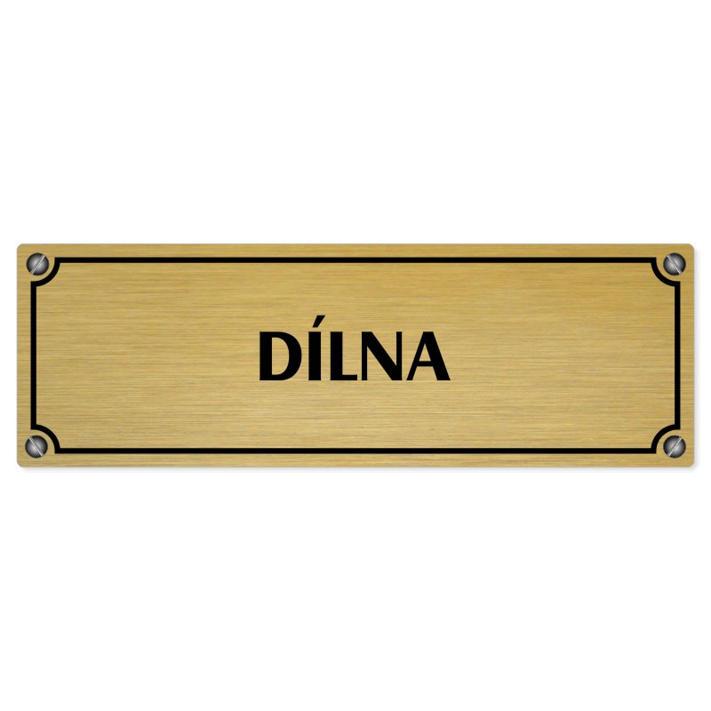 Dílna, 200x66mm, zlatá popiska s imitacemi šroubků