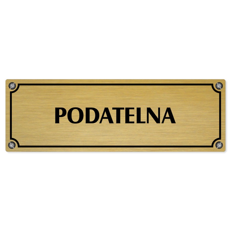 Podatelna, 200x66mm, zlatá popiska s imitacemi šroubků