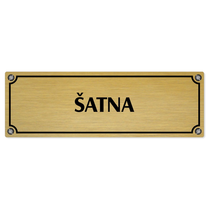 Šatna, 240x79mm, zlatá popiska s imitacemi šroubků