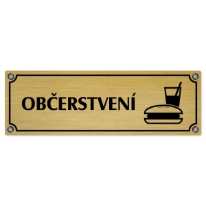 Občerstvení, 240x79mm, zlatá popiska s imitacemi šroubků