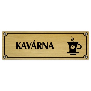 Kavárna, 240x79mm, zlatá popiska s imitacemi šroubků