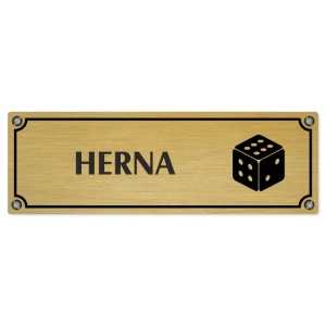Herna, 240x79mm, zlatá popiska s imitacemi šroubků