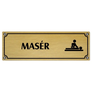 Masér, 240x79mm, zlatá popiska s imitacemi šroubků
