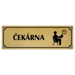 Čekárna, 240x79mm, zlatá popiska s imitacemi šroubků