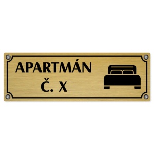 Apartmán č., 240x79mm, zlatá popiska s imitacemi šroubků