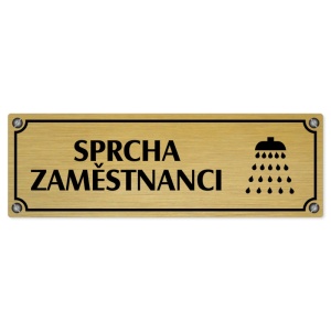 Sprcha zaměstnanci, 200x66mm, zlatá popiska s imitacemi šroubků