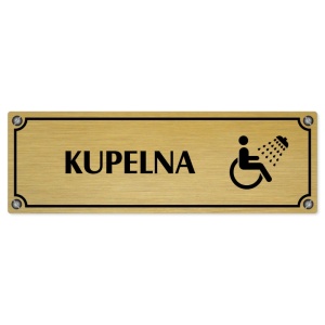 Koupelna, 240x79mm, zlatá popiska s imitacemi šroubků