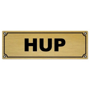 Hup, 200x66mm, zlatá popiska s imitacemi šroubků