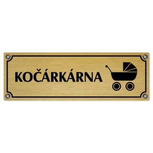 Kočárkárna, 200x66mm, zlatá popiska s imitacemi šroubků