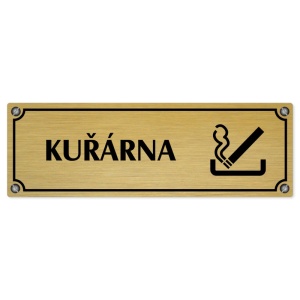 Kuřárna, 200x66mm, zlatá popiska s imitacemi šroubků