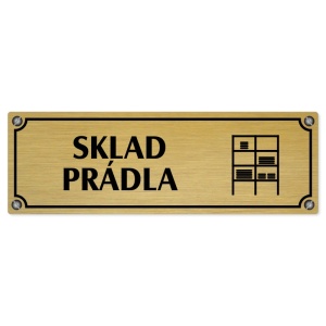 Sklad prádla, 240x79mm, zlatá popiska s imitacemi šroubků