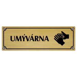 Umývárna, 200x66mm, zlatá popiska s imitacemi šroubků