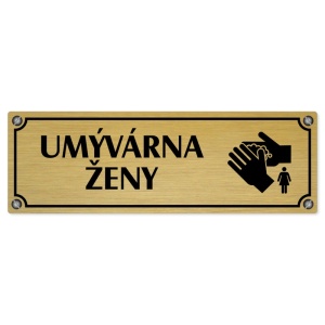 Umývárna ženy, 200x66mm, zlatá popiska s imitacemi šroubků