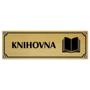 Knihovna, 200x66mm, zlatá popiska s imitacemi šroubků
