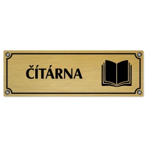 Čítárna, 240x79mm, zlatá popiska s imitacemi šroubků