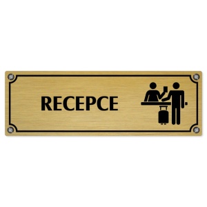 Recepce, 200x66mm, zlatá popiska s imitacemi šroubků